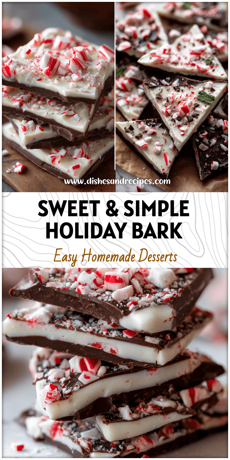 Festive Peppermint Bark Yogurt Bark layered with dairy free chocolate and peppermint candy pieces.